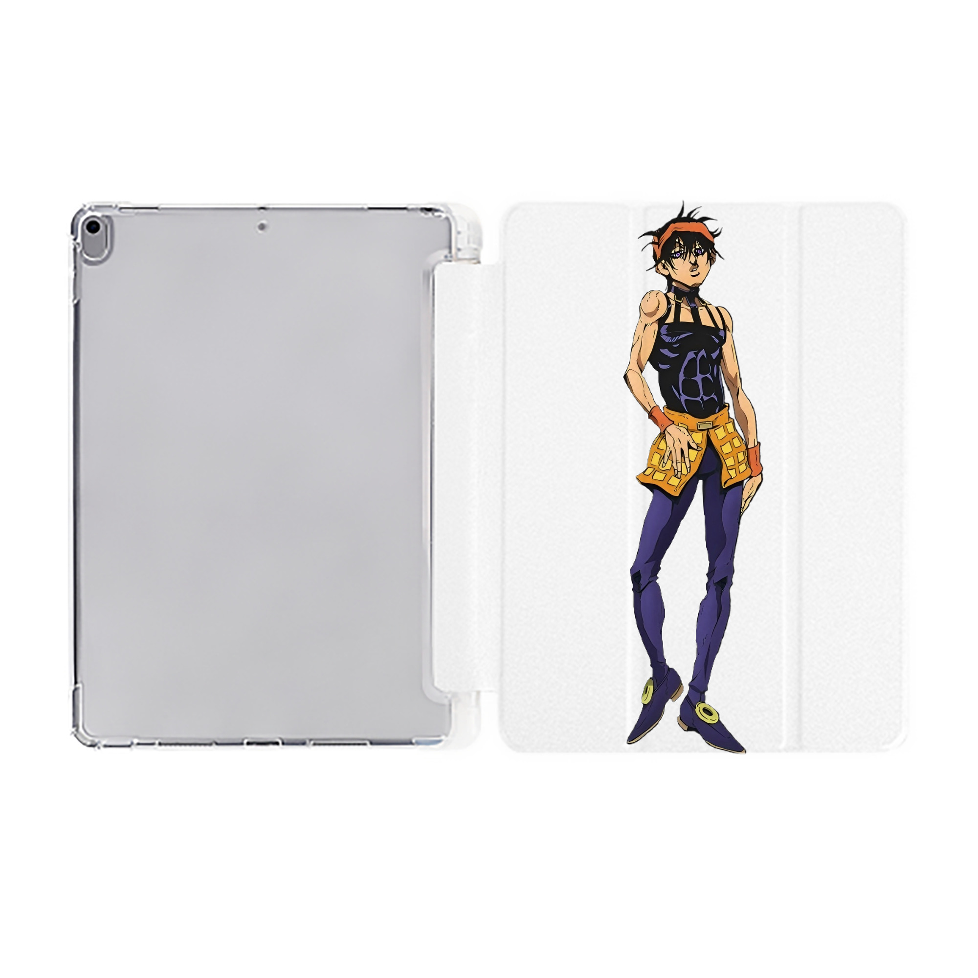 （画像用） ジョジョの奇妙な冒険 ナランチャ?ギルガ JoJo's Bizarre Adventure Narancia Ghirga IPad ケース ペン収納付き 三つ折りスタンド PUレザー×シリコン 対応機種9.5/10.5/10.9インチ